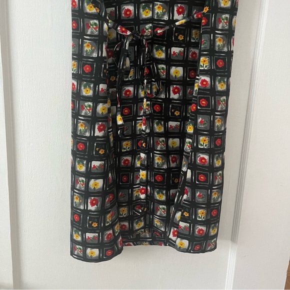 Vtg City Triangles Floral Grid Pattern Dress - Picture 4 of 6